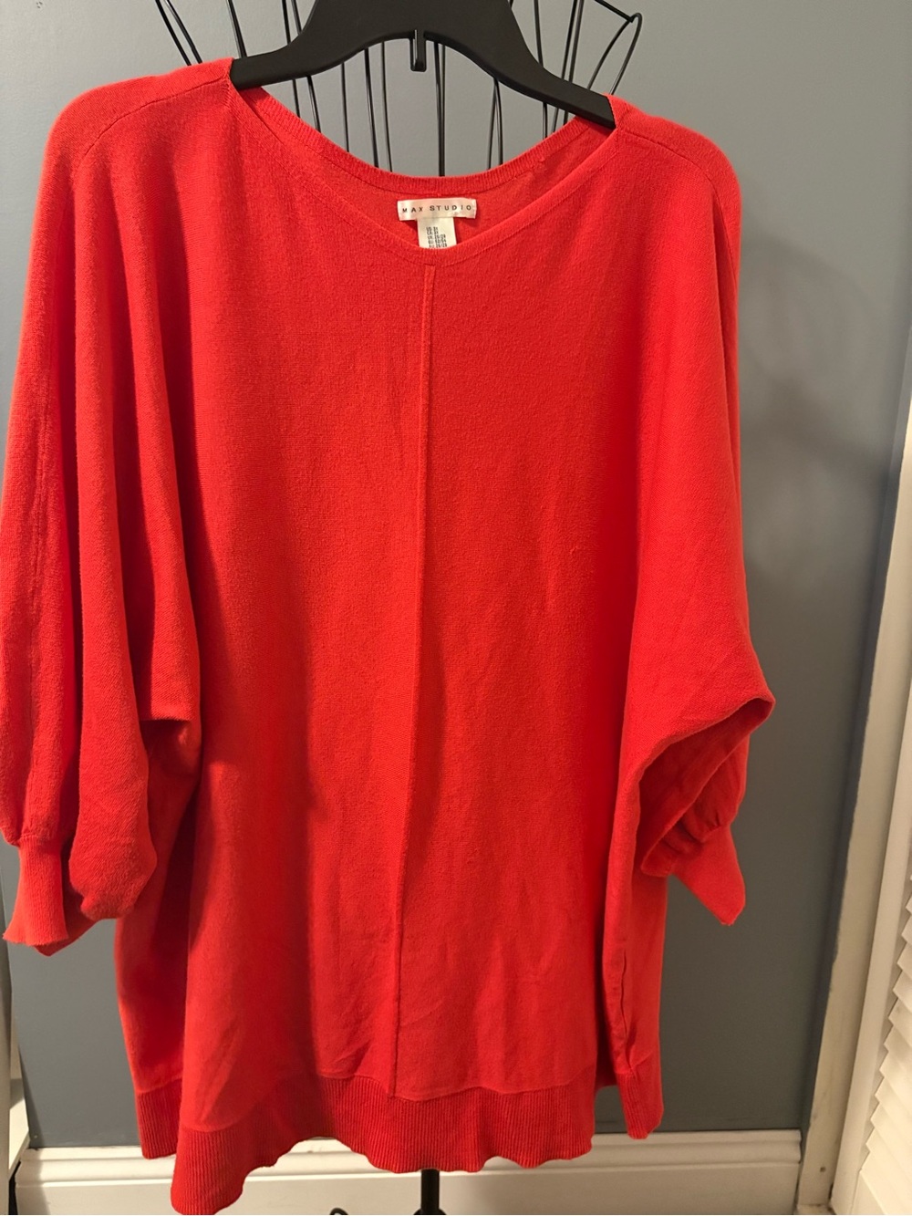Max Studio Coral Red Relaxed Knit Pullover